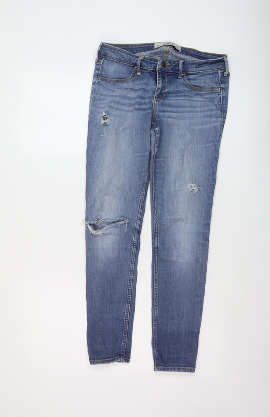 Hollister Womens Blue Cotton Skinny Jeans Size 30 in L29 in Regular Button