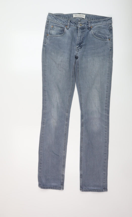 adidas Mens Blue Cotton Straight Jeans Size 30 in L32 in Regular Button