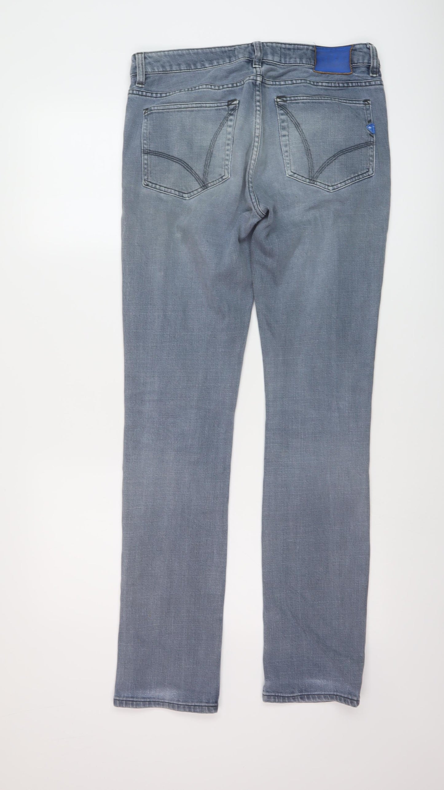 adidas Mens Blue Cotton Straight Jeans Size 30 in L32 in Regular Button