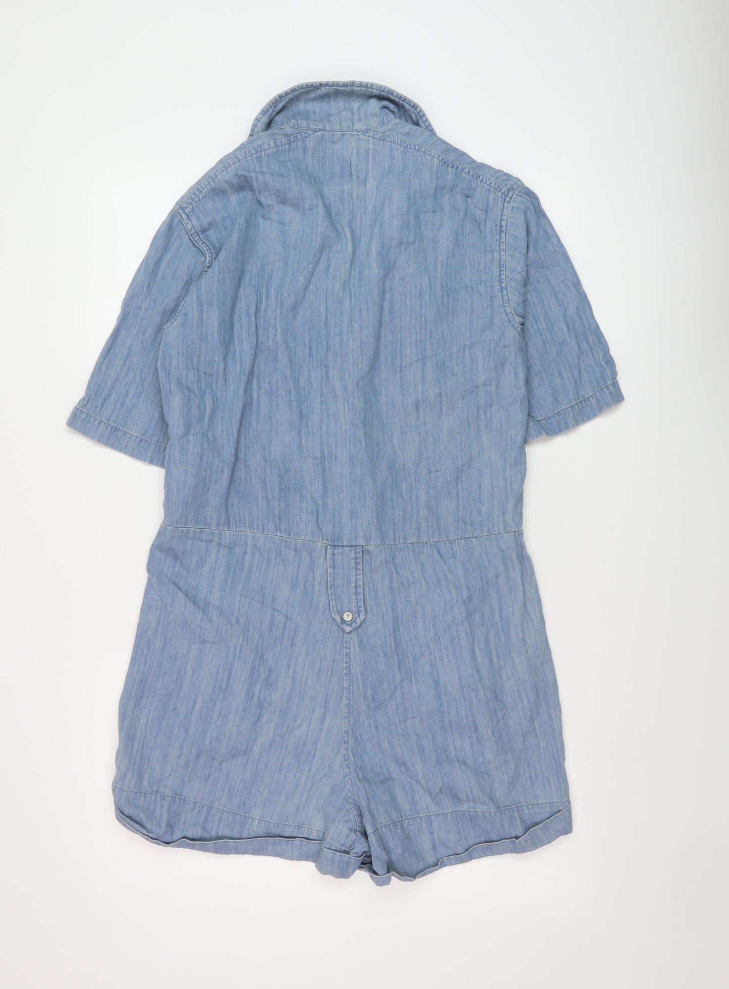 French Connection Womens Blue Cotton Playsuit One-Piece Size 12 Snap