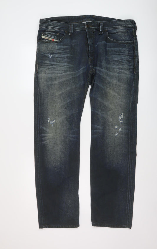 Diesel Mens Blue Cotton Straight Jeans Size 36 in L30 in Regular Button