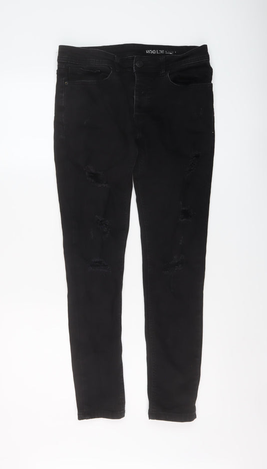 Denim & Co. Mens Black Cotton Skinny Jeans Size 30 in L30 in Regular Button