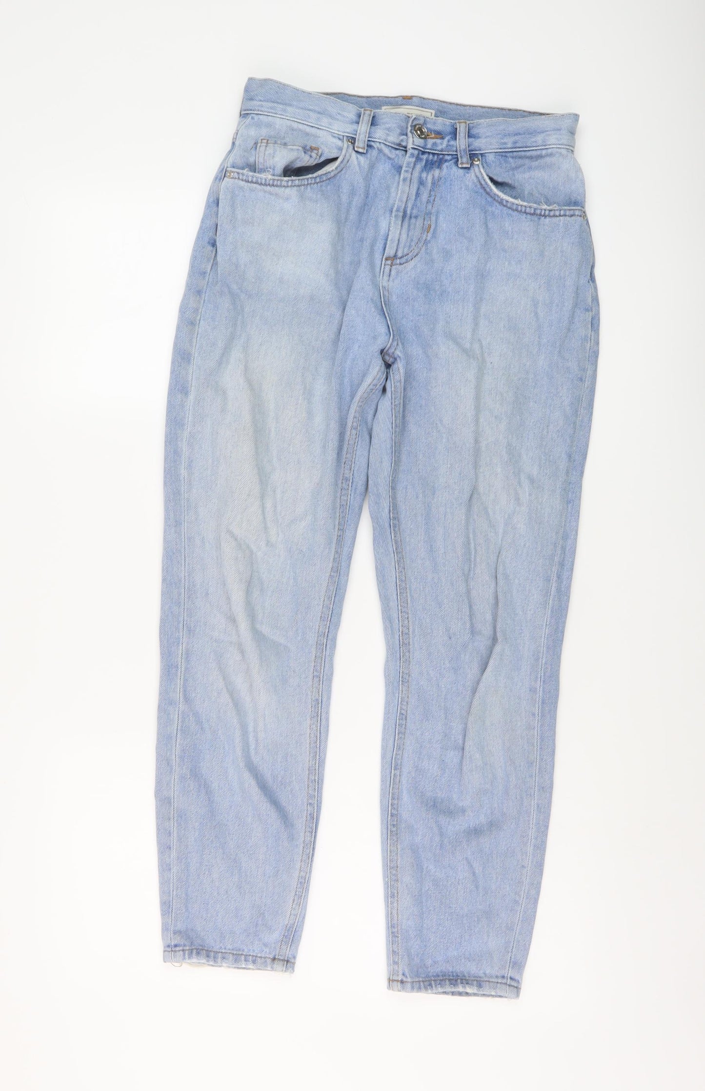 Pimke Womens Blue Cotton Mom Jeans Size 26 in L26 in Regular Button