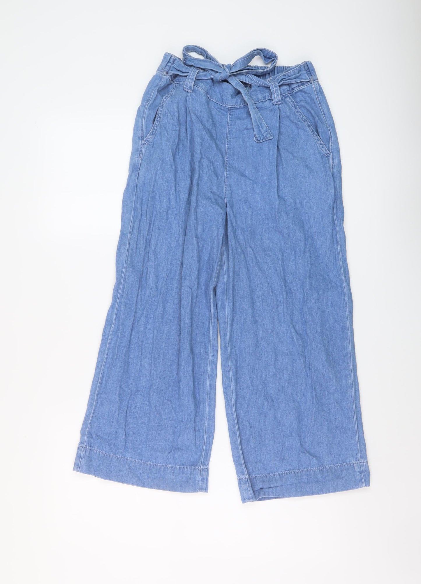 New Look Womens Blue Cotton Trousers Size 8 L21 in Regular Drawstring