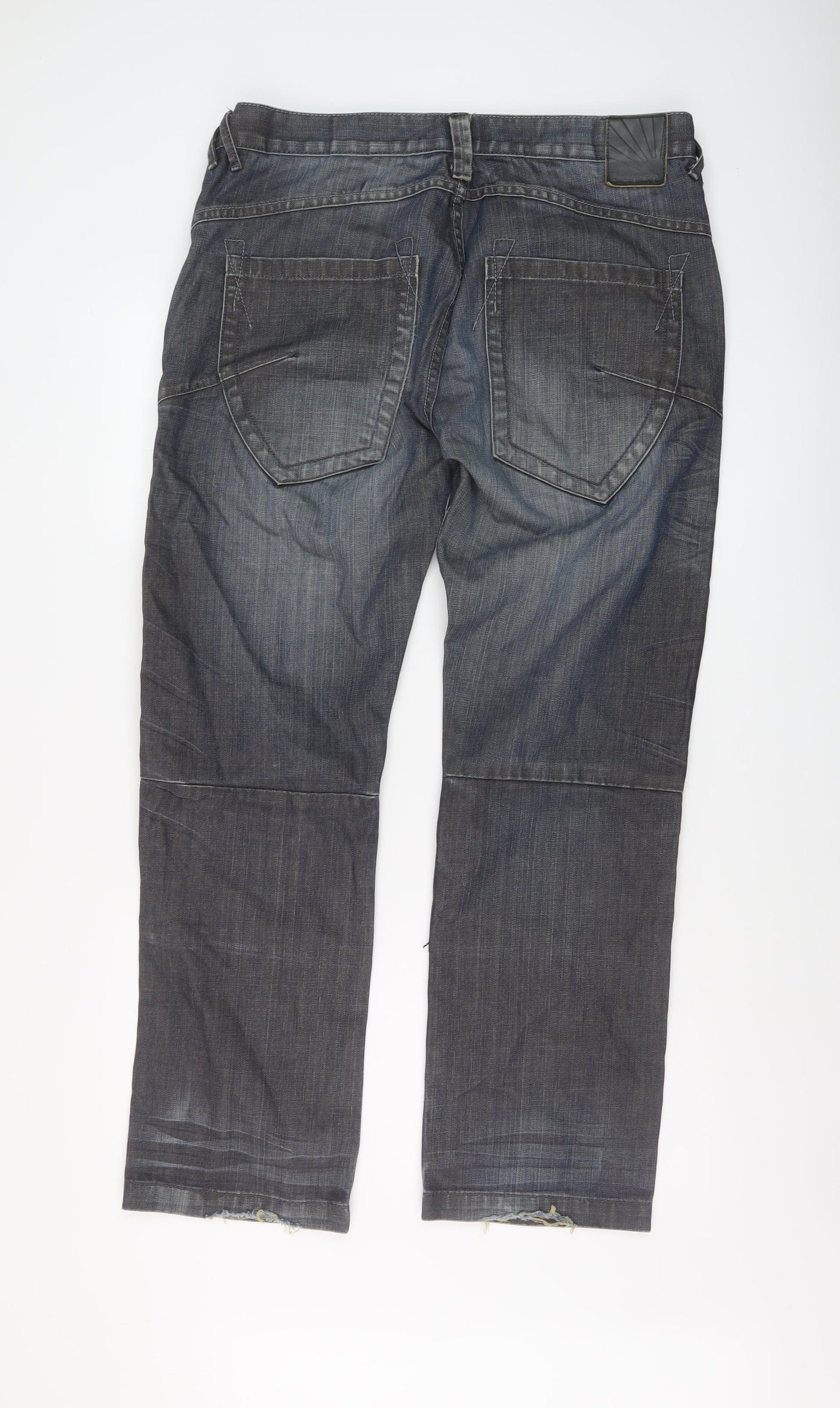 Bench Mens Blue Cotton Straight Jeans Size 36 in L31 in Regular Button