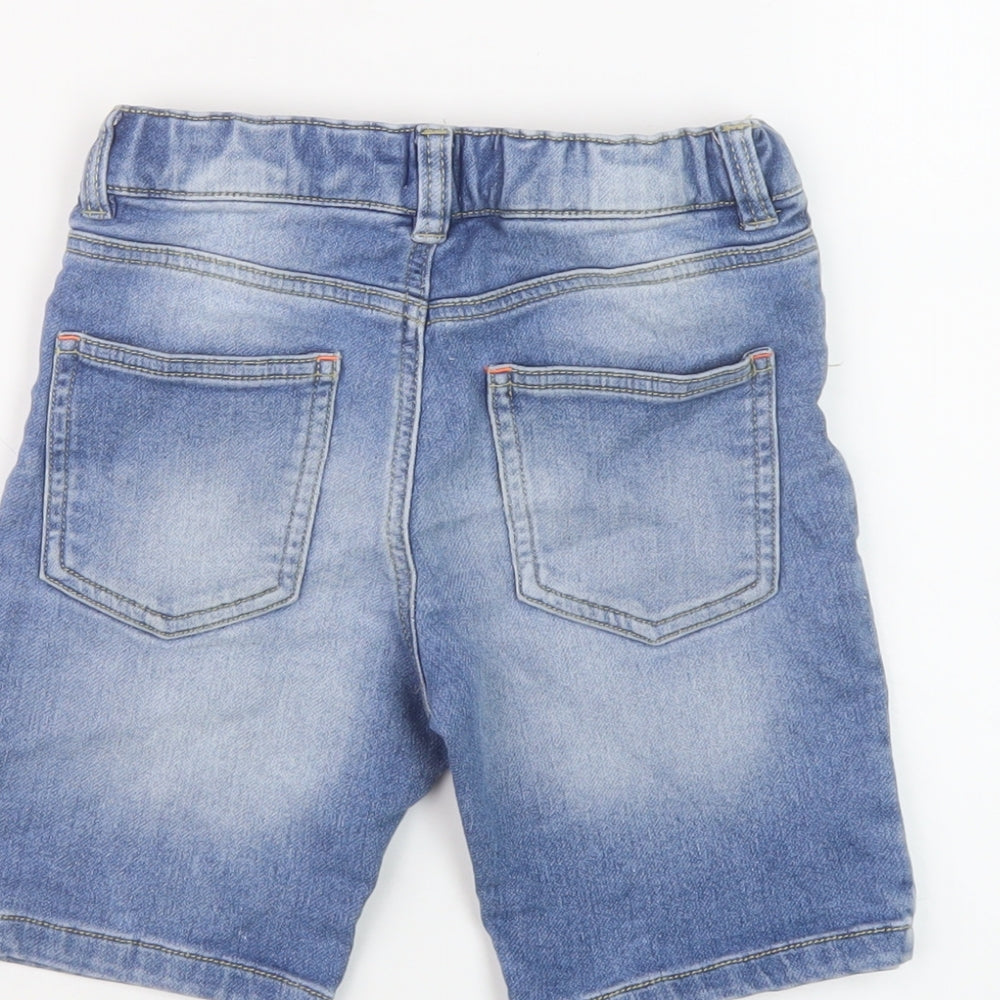 F&F Boys Blue Cotton Bermuda Shorts Size 6-7 Years Regular Zip