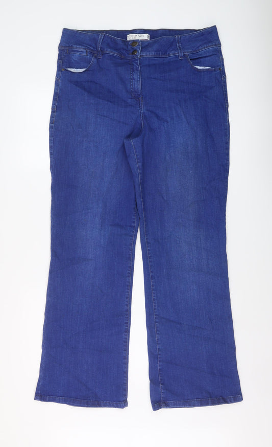 NEXT Womens Blue Cotton Flared Jeans Size 20 L30 in Regular Button