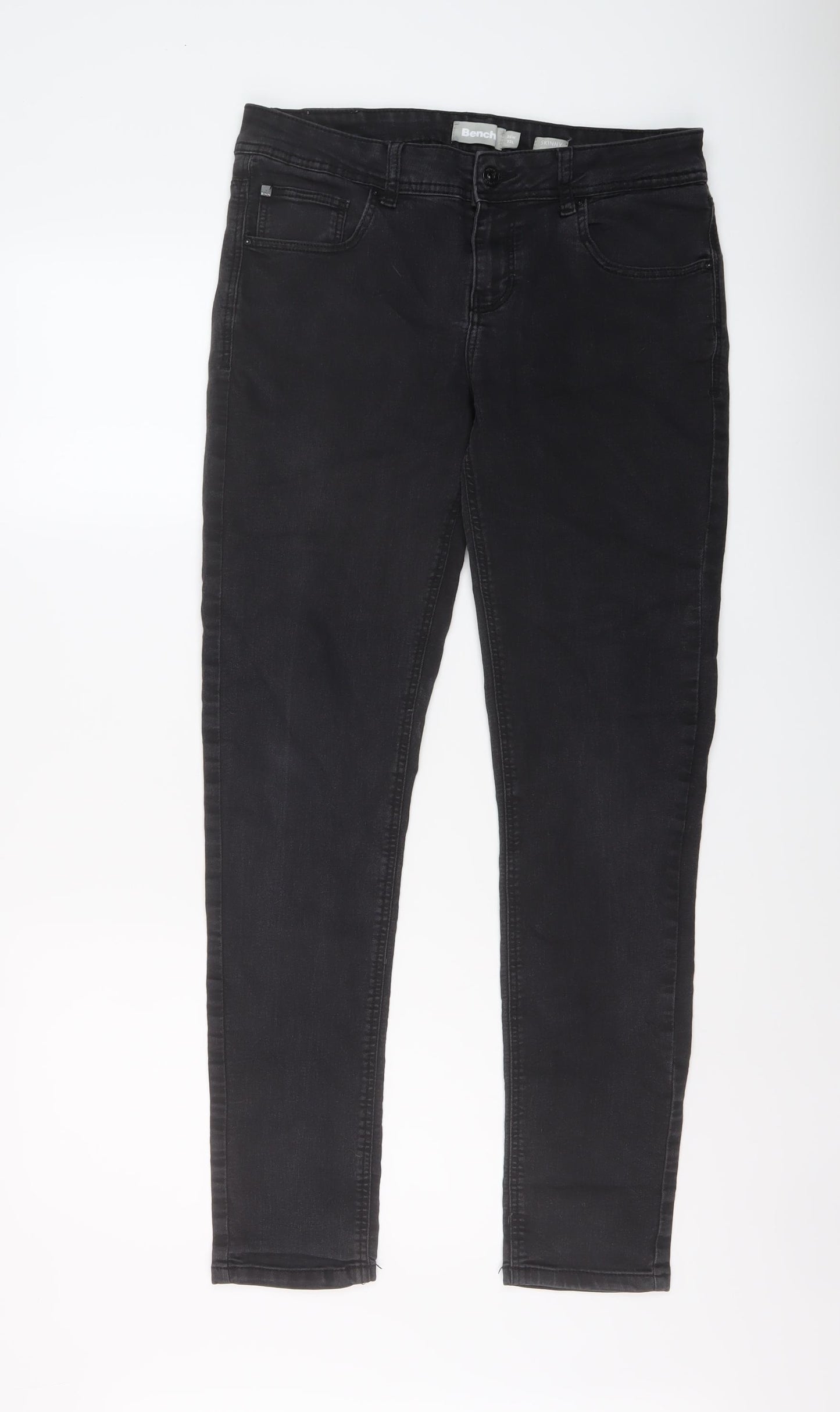 Bench Mens Black Cotton Skinny Jeans Size 30 in L32 in Regular Button