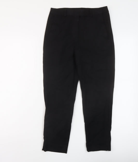 Marks and Spencer Womens Black Viscose Trousers Size 8 L23 in Regular Zip