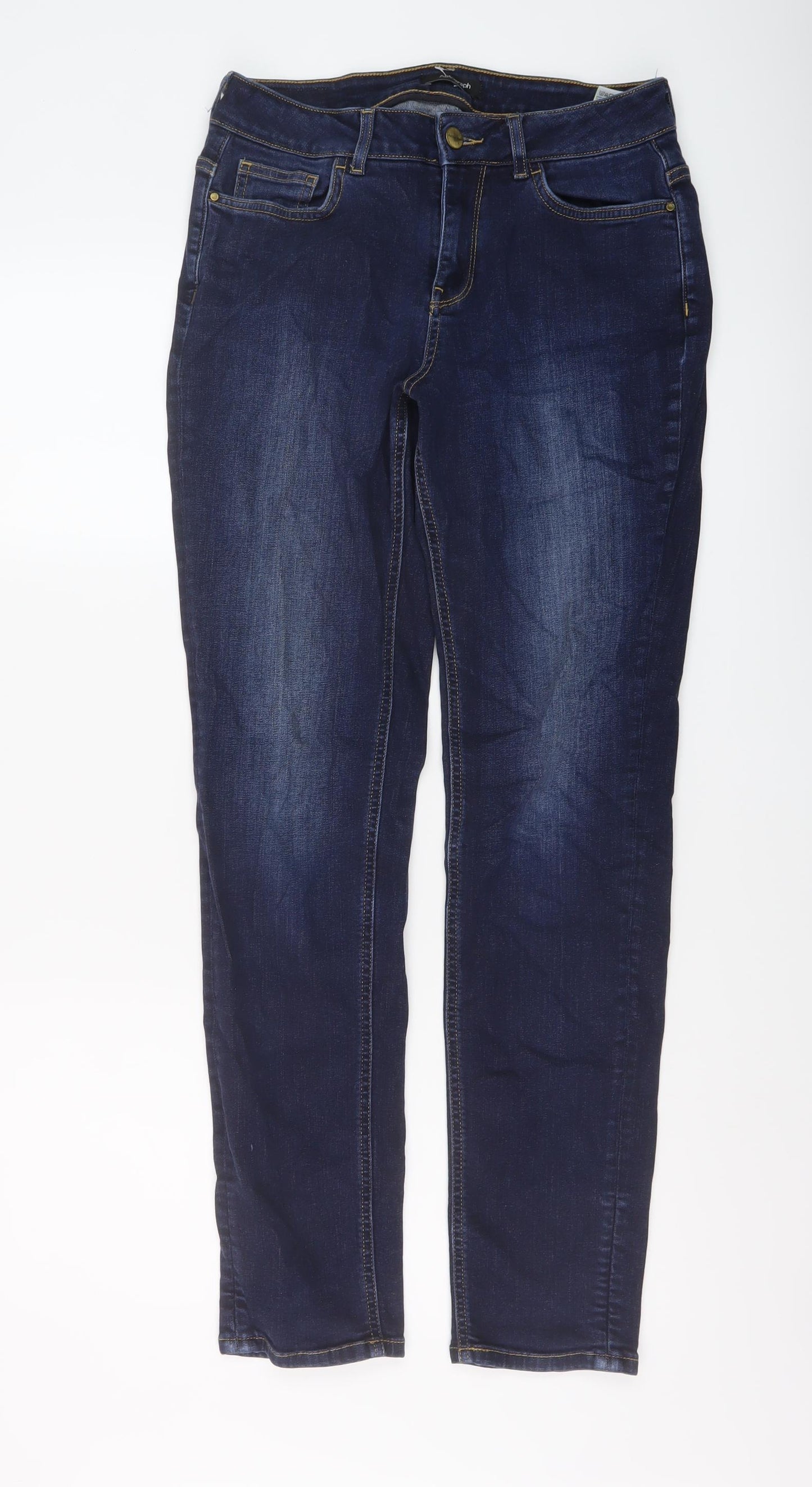 Marks and Spencer Womens Blue Cotton Straight Jeans Size 10 L30 in Regular Button