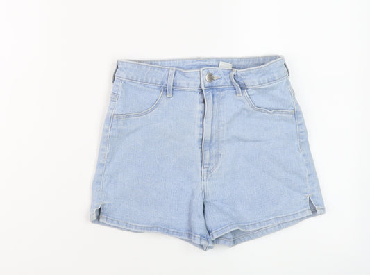 H&M Womens Blue Cotton Hot Pants Shorts Size 8 L3 in Regular Button