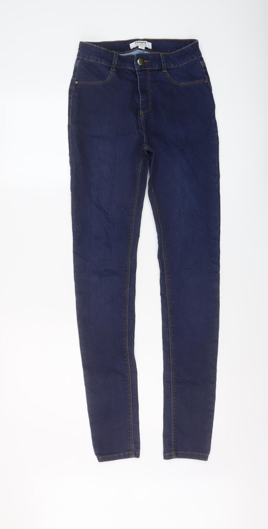 Dorothy Perkins Womens Blue Cotton Skinny Jeans Size 10 L31 in Regular Button