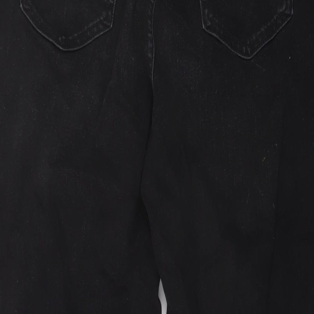 Marks and Spencer Womens Black Cotton Mom Jeans Size 12 L26 in Regular Button