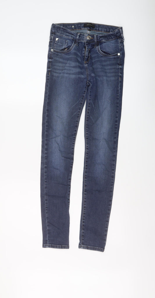 River Island Womens Blue Cotton Skinny Jeans Size 10 L29 in Regular Button