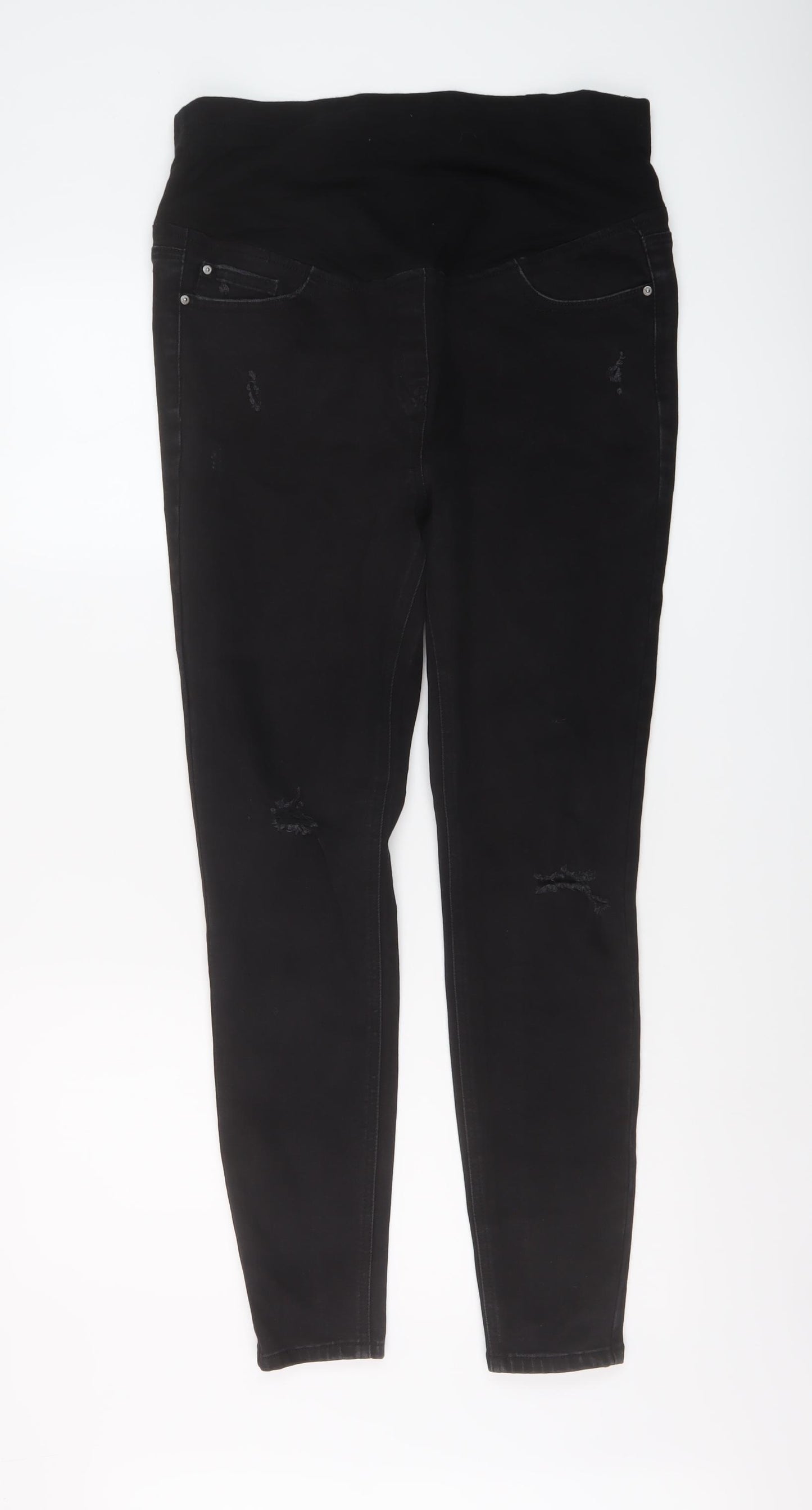 Papaya Womens Black Cotton Skinny Jeans Size 12 L28 in Regular