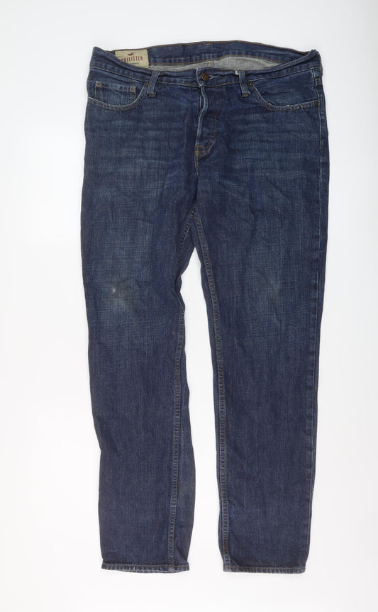 Hollister Mens Blue Cotton Straight Jeans Size 36 in L32 in Regular Button