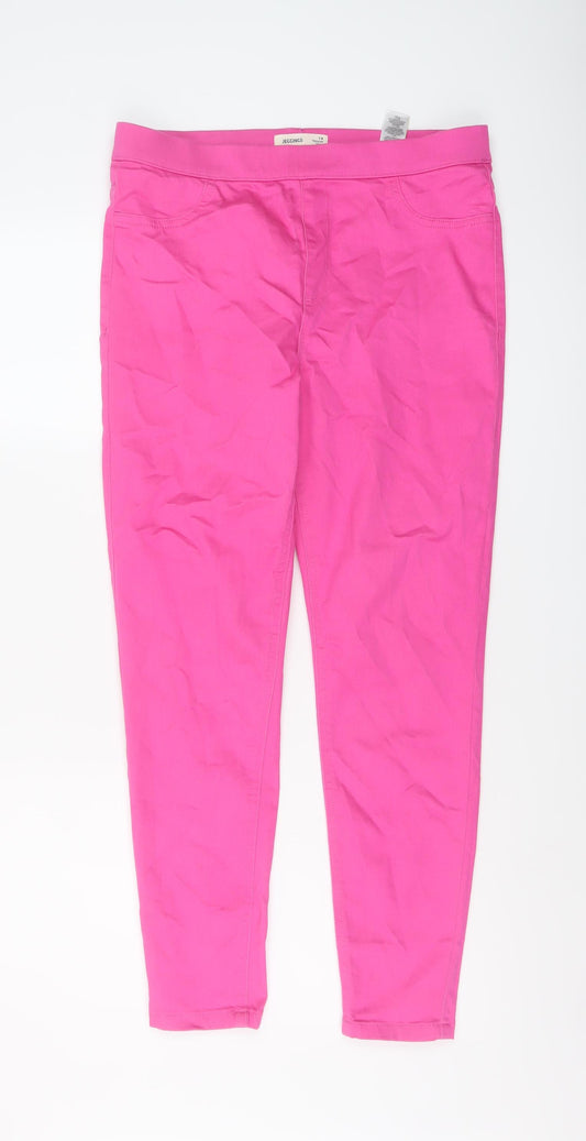 Marks and Spencer Womens Pink Cotton Jegging Jeans Size 14 L27 in Regular