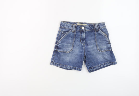 NEXT Girls Blue Cotton Boyfriend Shorts Size 7 Years Regular Zip