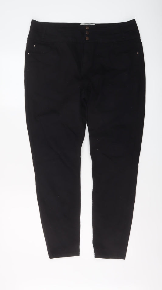 New Look Womens Black Cotton Skinny Jeans Size 16 L28 in Regular Button