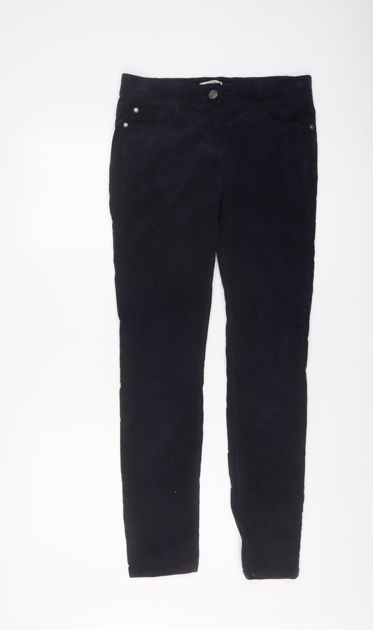 Papaya Womens Blue Cotton Trousers Size 10 L29 in Regular Button