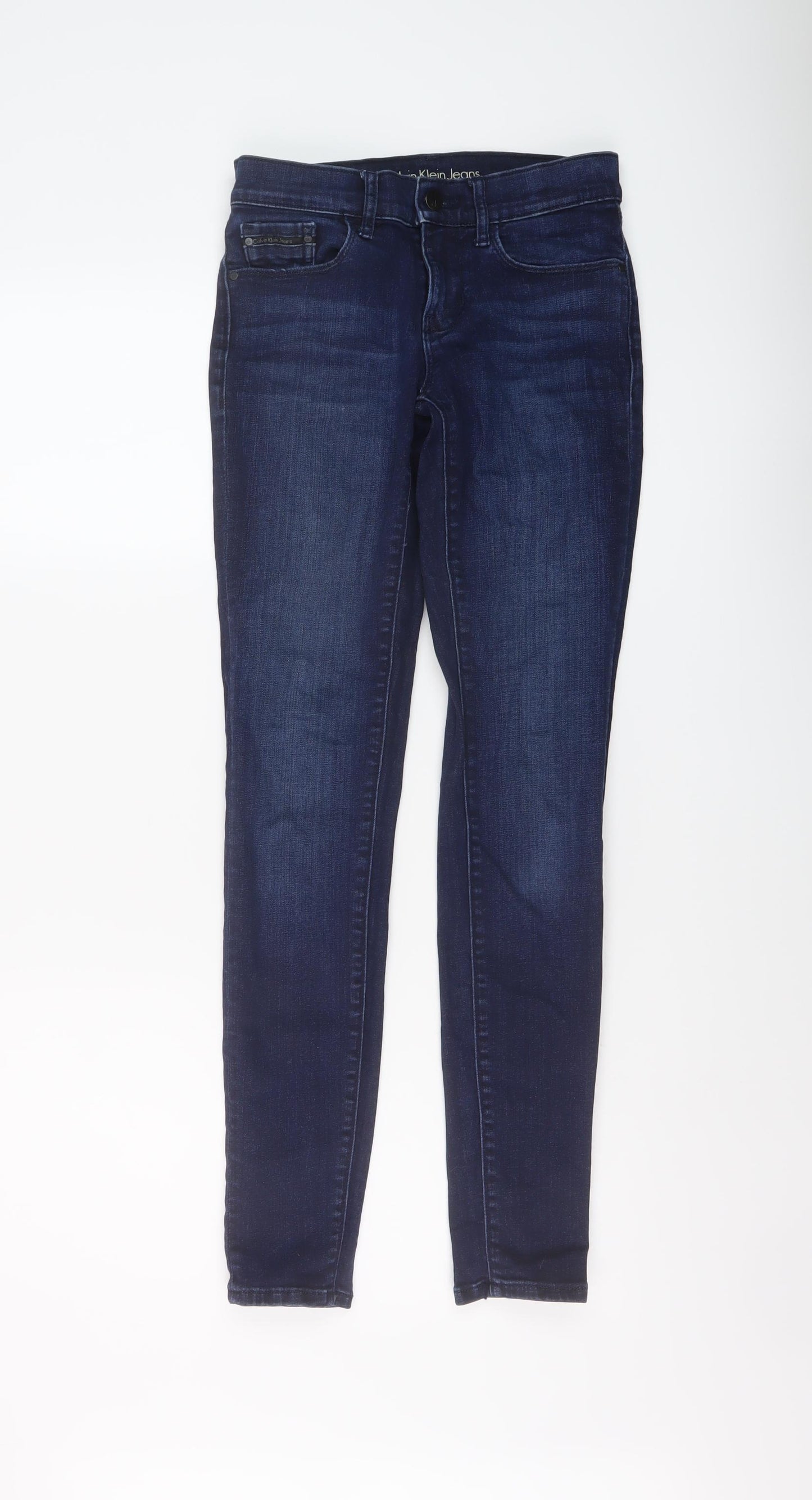 Calvin Klein Womens Blue Cotton Skinny Jeans Size 26 in L30 in Regular Button