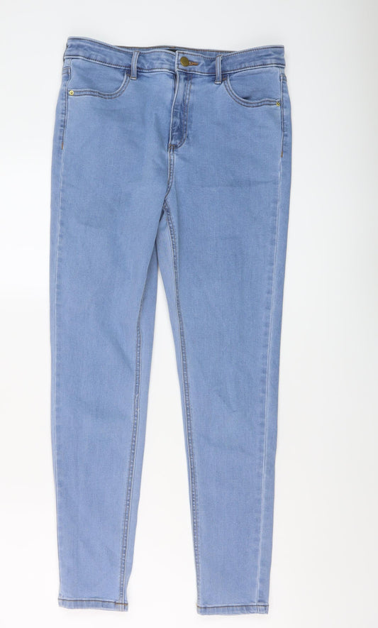 F&F Womens Blue Cotton Skinny Jeans Size 10 L27 in Regular Button