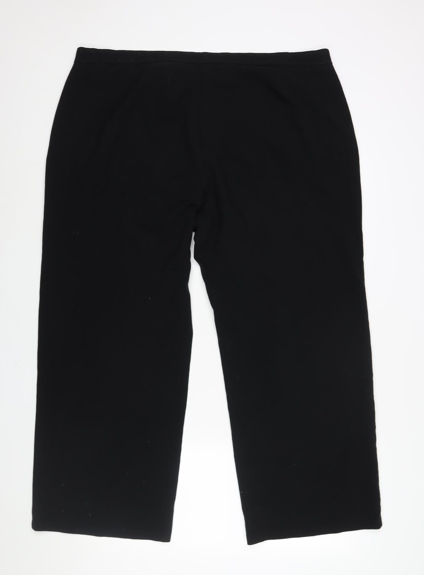 Marks and Spencer Womens Black Polyester Trousers Size 22 L28 in Regular Zip