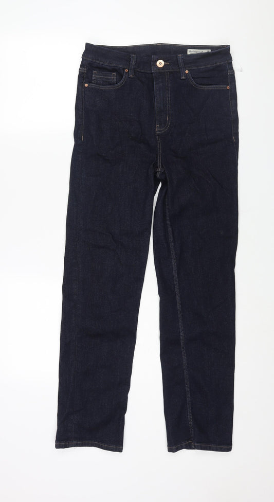 Marks and Spencer Womens Blue Cotton Straight Jeans Size 10 L28 in Regular Zip