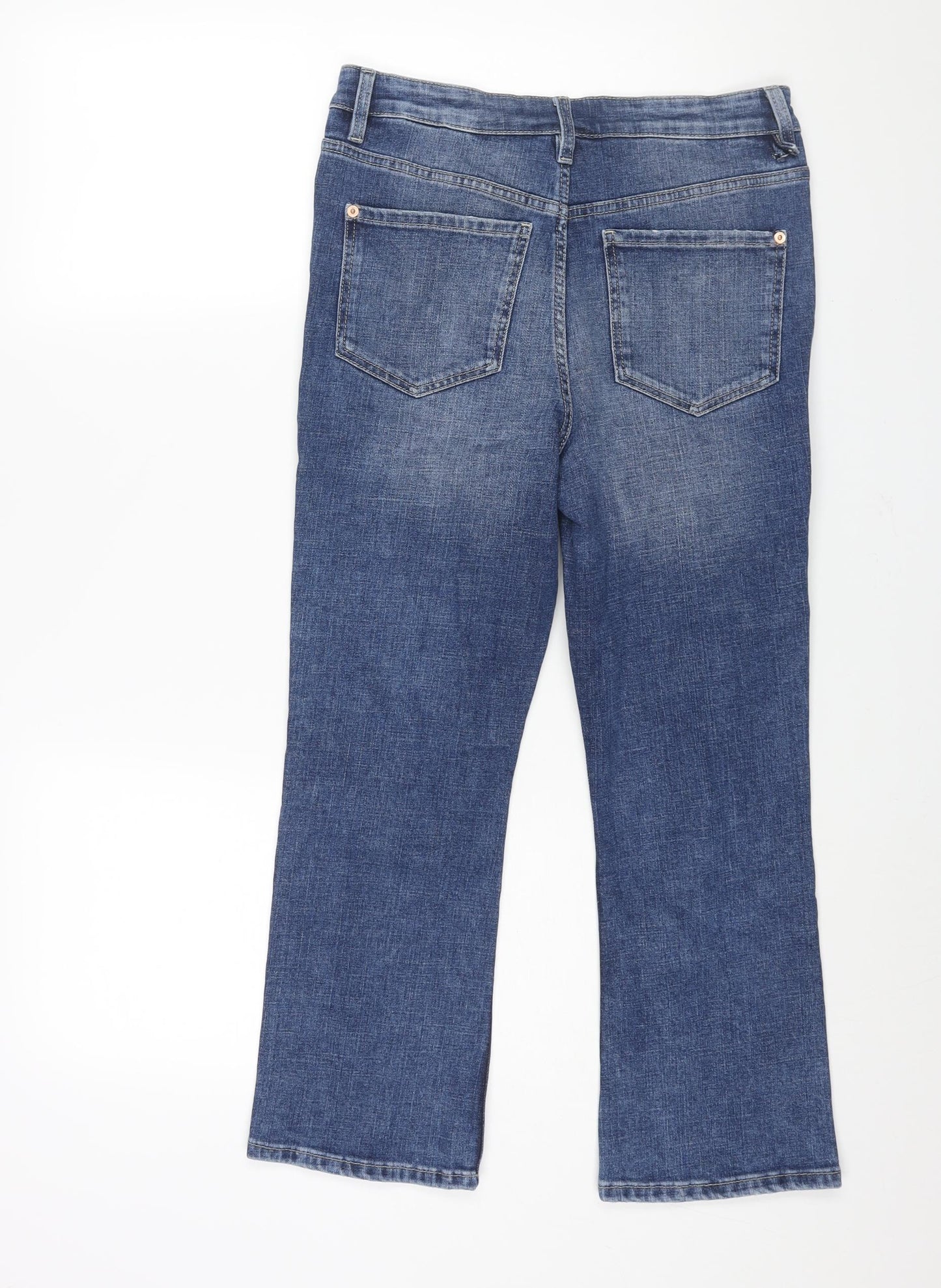 Marks and Spencer Womens Blue Cotton Cropped Jeans Size 8 L23 in Regular Zip