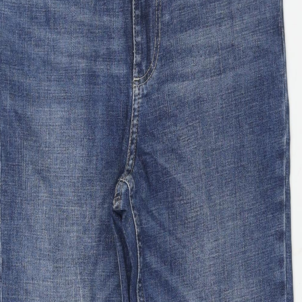 Marks and Spencer Womens Blue Cotton Cropped Jeans Size 8 L23 in Regular Zip