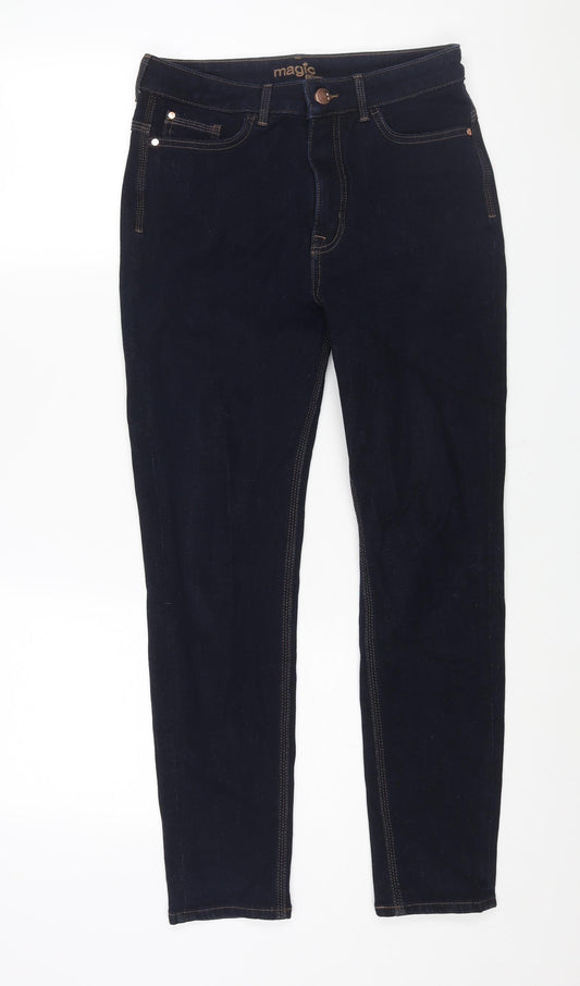 Marks and Spencer Womens Blue Cotton Skinny Jeans Size 10 L27 in Regular Zip