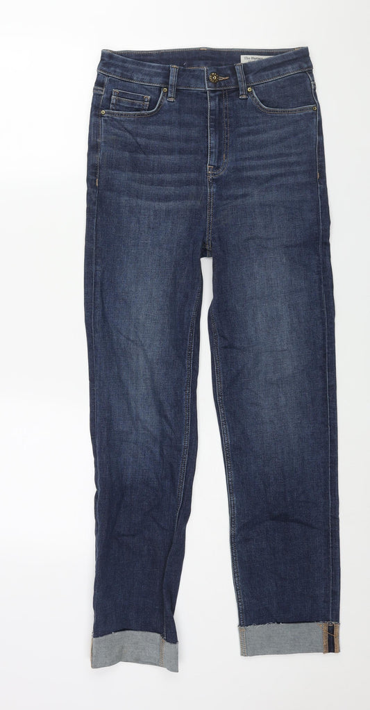 Marks and Spencer Womens Blue Cotton Straight Jeans Size 10 L28 in Regular Zip