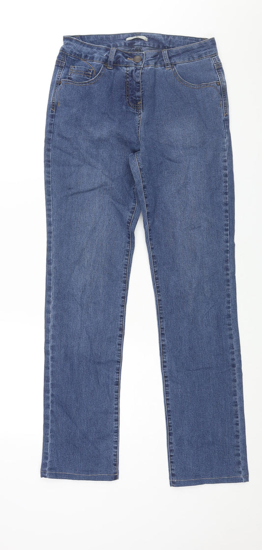 TU Womens Blue Cotton Straight Jeans Size 10 L31 in Regular Zip