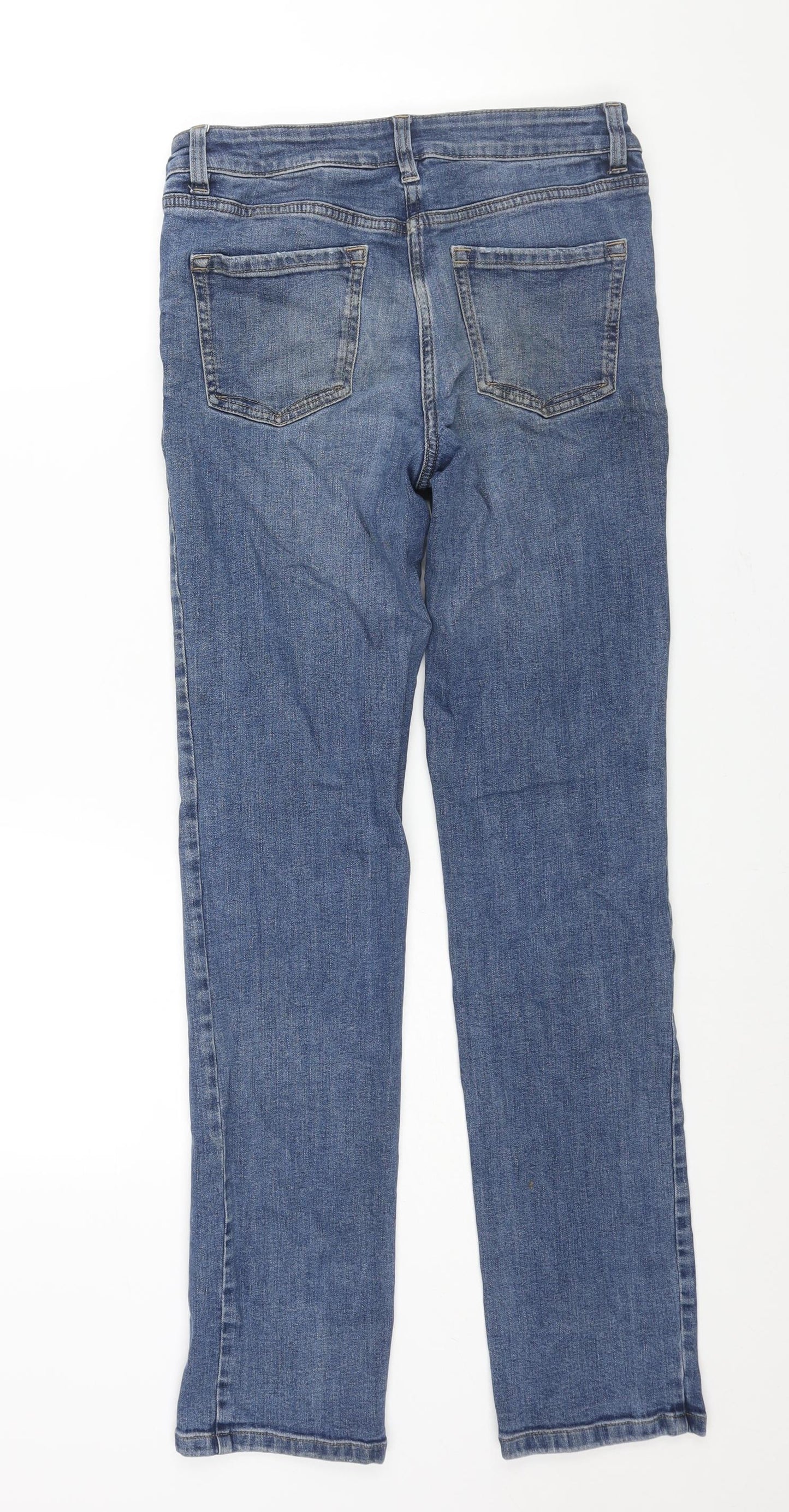 NEXT Womens Blue Cotton Straight Jeans Size 10 L31 in Slim Zip