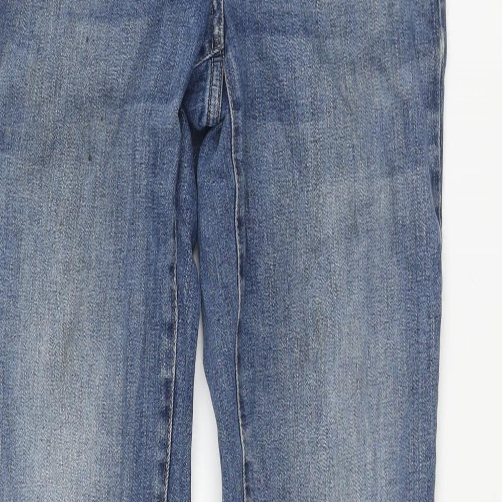 NEXT Womens Blue Cotton Straight Jeans Size 10 L31 in Slim Zip