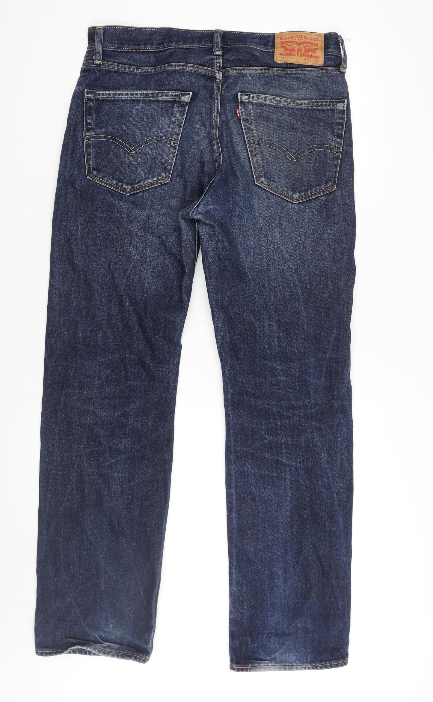 Levi's Mens Blue Cotton Straight Jeans Size 32 in L32 in Regular Zip