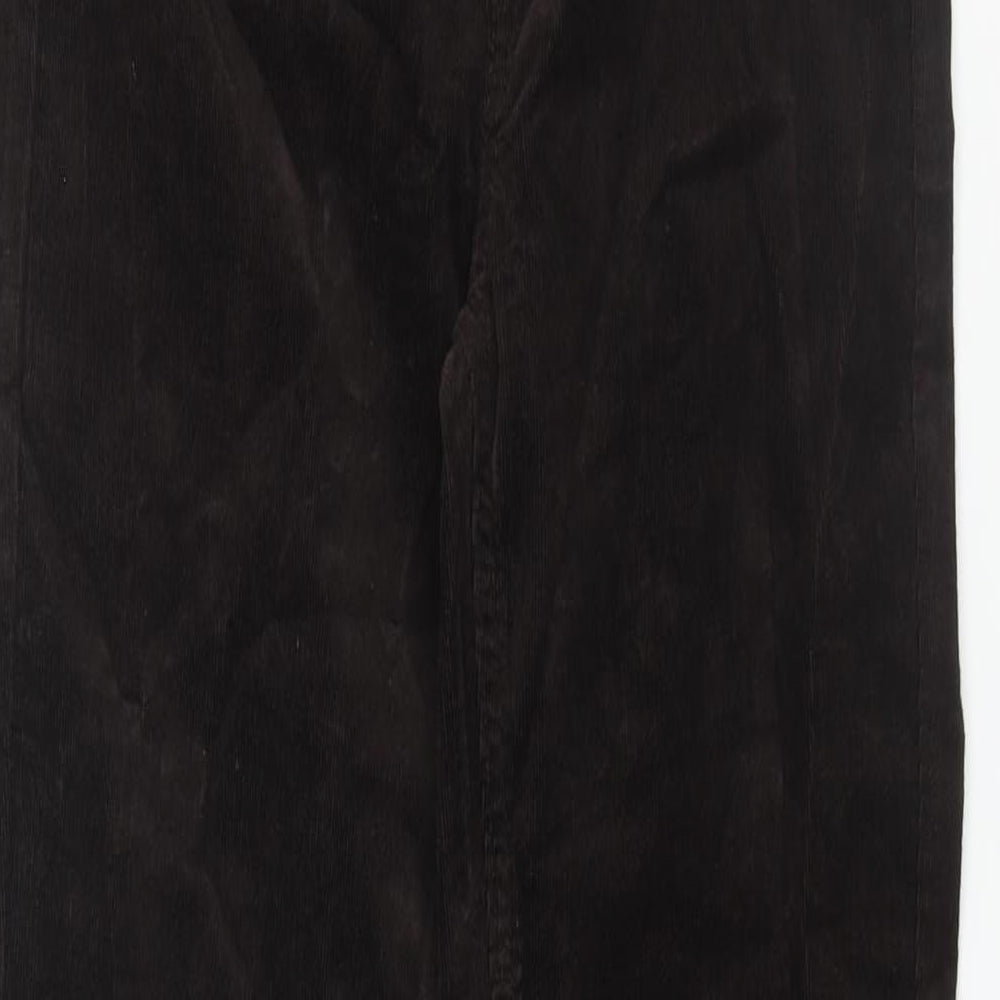 Marks and Spencer Womens Brown Cotton Trousers Size 8 L33 in Regular Zip