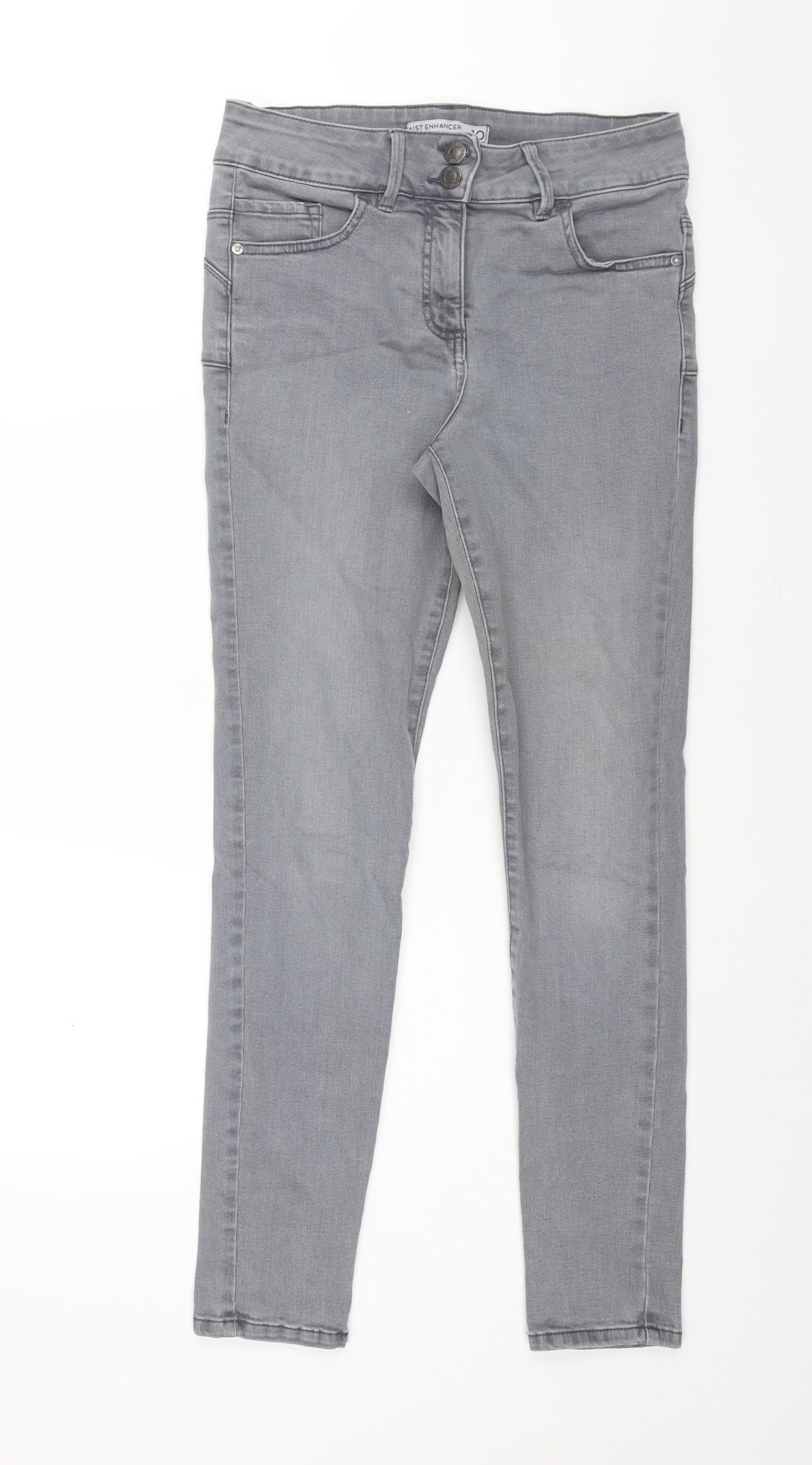 NEXT Womens Grey Cotton Skinny Jeans Size 10 L29 in Regular Zip