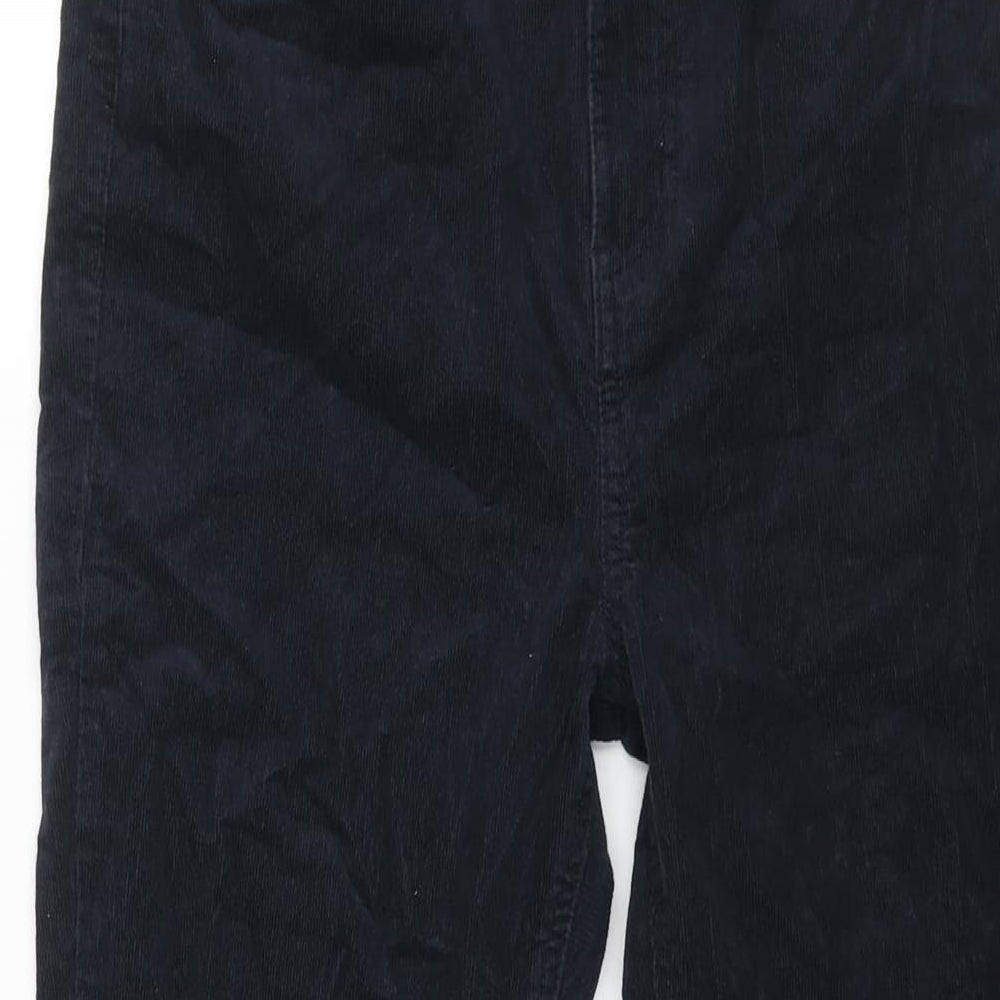 Marks and Spencer Womens Blue Cotton Trousers Size 12 L28 in Regular Zip