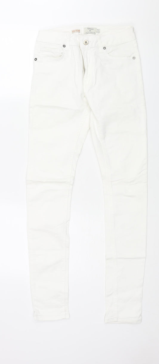 Topman Mens White Cotton Skinny Jeans Size 28 in L30 in Regular Zip