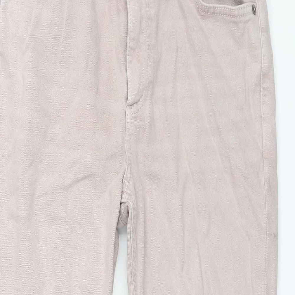 Marks and Spencer Womens Pink Cotton Cropped Jeans Size 10 L23 in Regular Zip