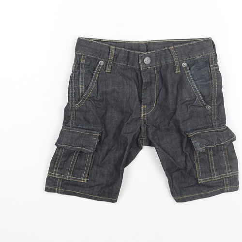 H&M Boys Blue Cotton Cargo Shorts Size 3 Years Regular Zip - Waist 24