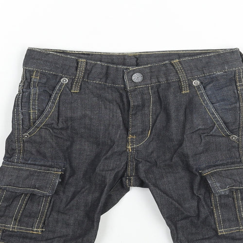 H&M Boys Blue Cotton Cargo Shorts Size 3 Years Regular Zip - Waist 24