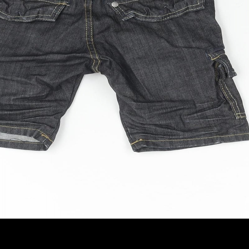 H&M Boys Blue Cotton Cargo Shorts Size 3 Years Regular Zip - Waist 24