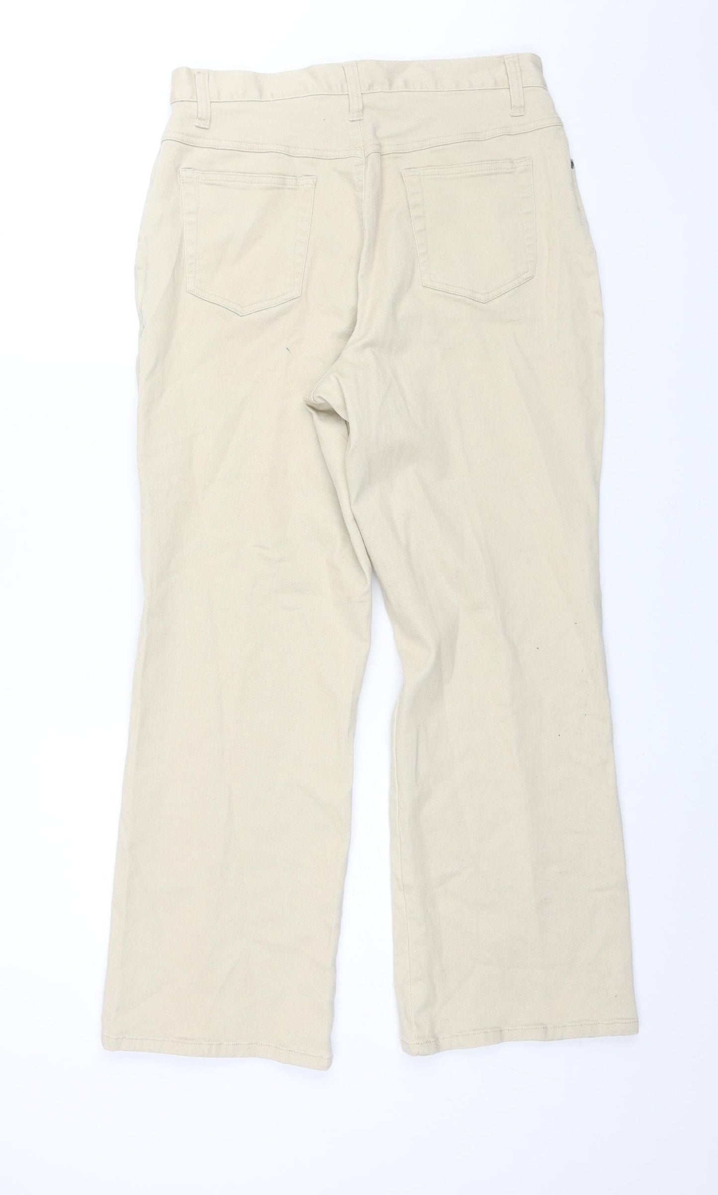 Chadwicks Womens Beige Cotton Wide-Leg Jeans Size 12 L28 in Regular Zip