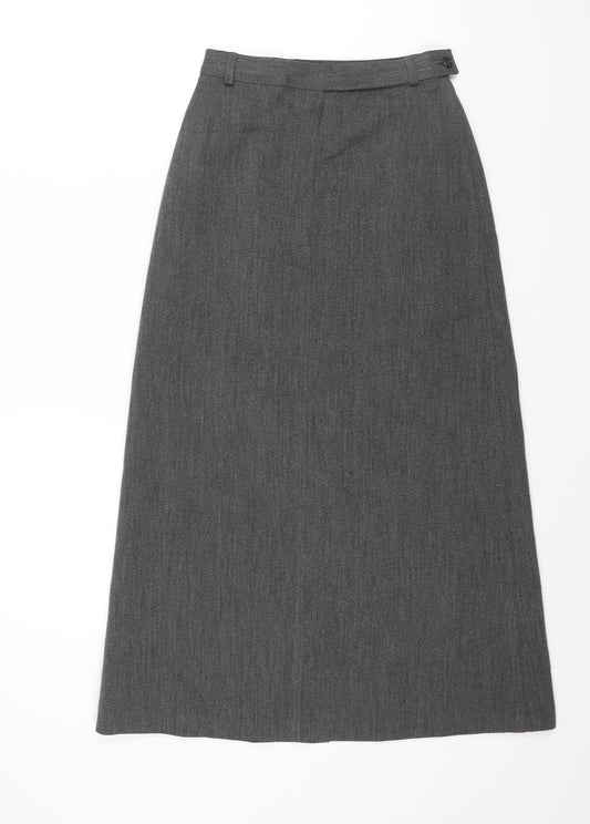 Marks and Spencer Womens Grey Polyester A-Line Skirt Size 8 Zip - Vented