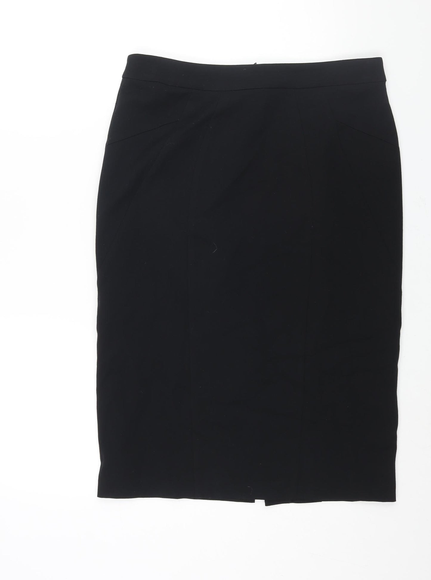 Marks and Spencer Womens Black Polyester Straight & Pencil Skirt Size 12 Zip