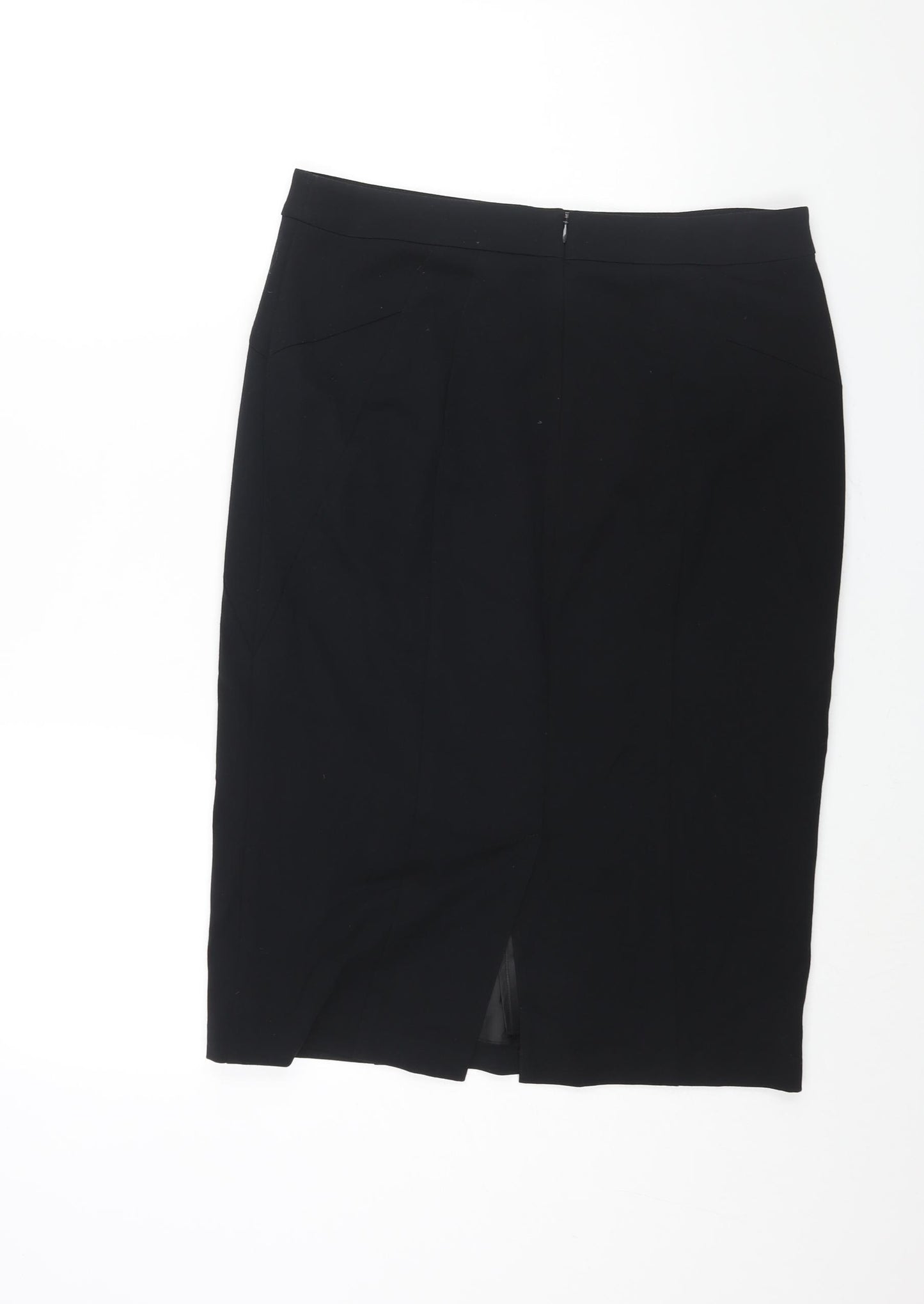 Marks and Spencer Womens Black Polyester Straight & Pencil Skirt Size 12 Zip