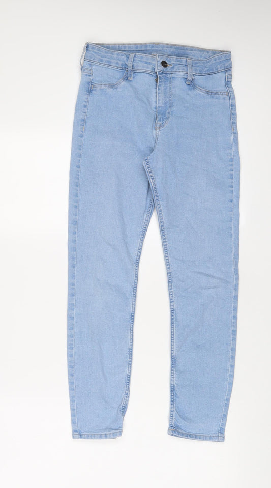 H&M Womens Blue Cotton Skinny Jeans Size 8 L25 in Regular Zip