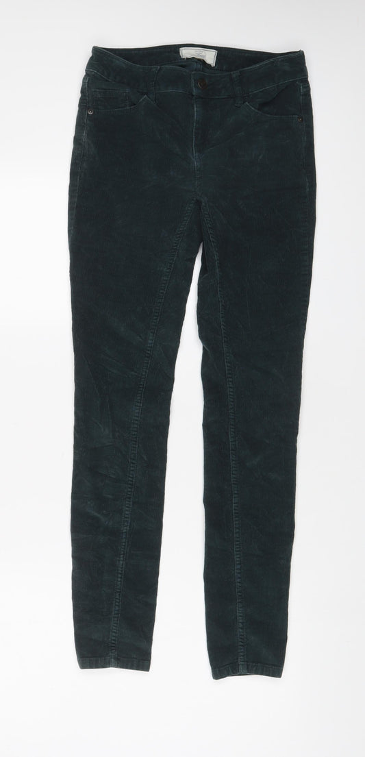 Fat Face Womens Green Cotton Trousers Size 8 L29 in Regular Zip